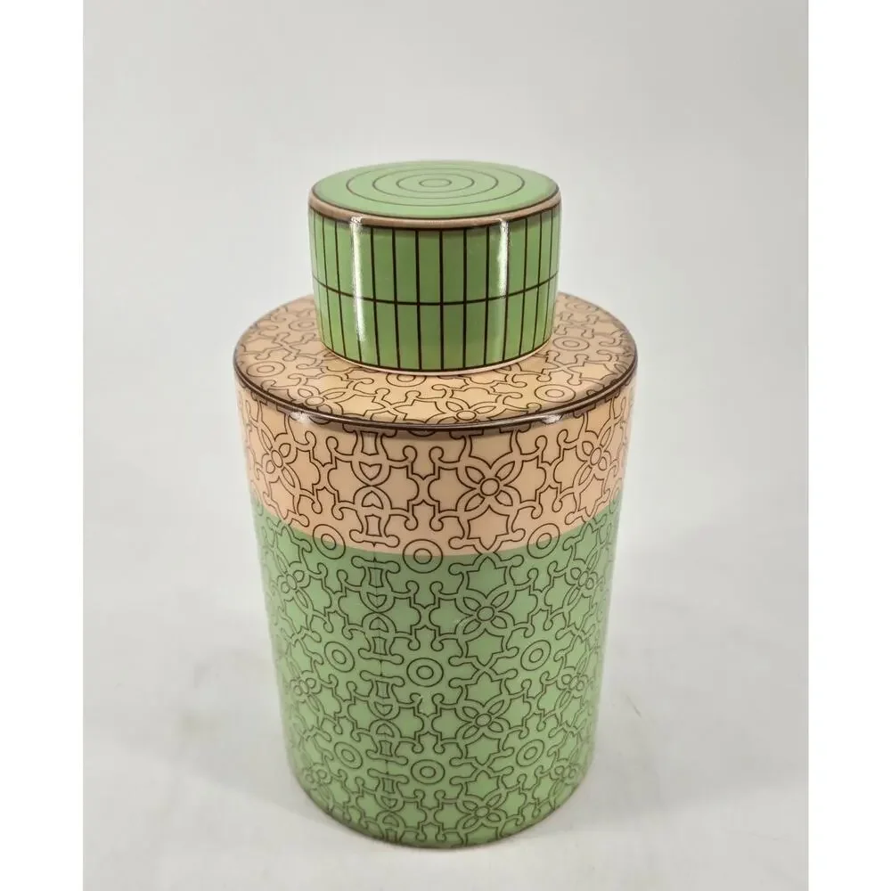 Piling Palang Tea Caddy Green Flora Modern Ceramic Minimalist Japandi Canister